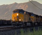 As The Utah Sun Sets on UP 5871 As She Rolls Eastbound towards UP Green River Yard Wyoming with A Manifest Train. 